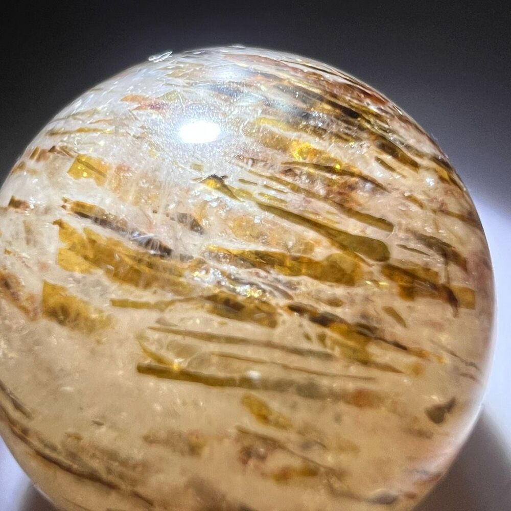 Golden Rutilated Quartz Marble Sphere (#10) - Picture 3 of 9